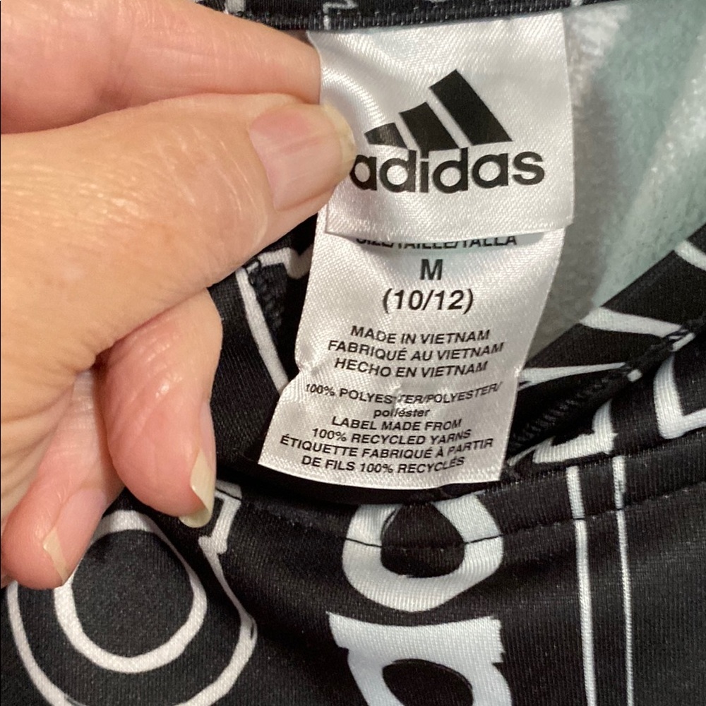 Adidas Black and White Graphic Hoodie Sweatshirt ( Girls 10/12 ) - Picture 2 of 4